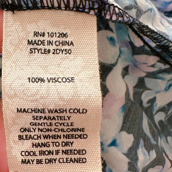 Soft Surroundings Night Bloom Long Balloon Sleeve Floral Midi Dress Blue Small - Picture 10 of 12